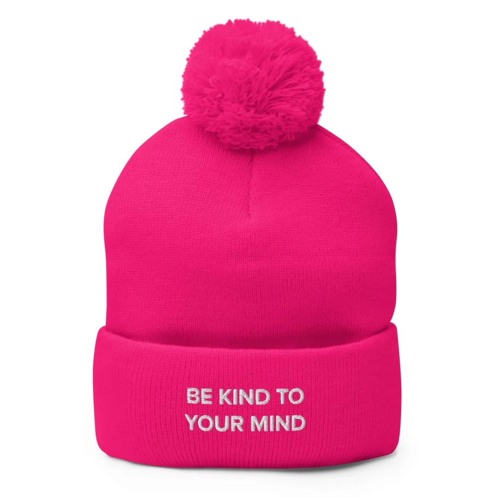 Be Kind To Your Mind Pom-Pom Beanie - Image 3